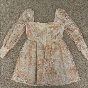 Bardot Pink and Cream Floral Mini Dress